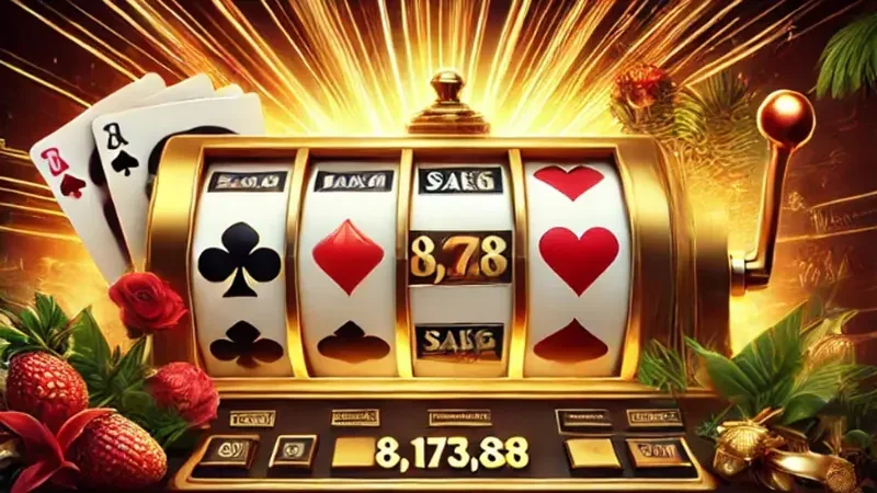 Layar permainan slot mobile dengan reels dan panel navigasi