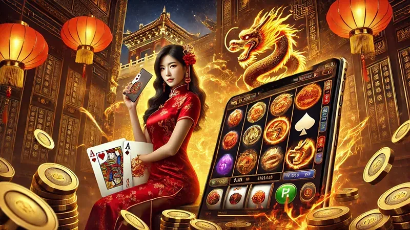 Reel dan simbol permainan slot pada layar RP4